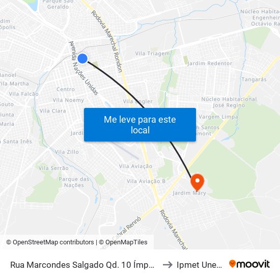 Rua Marcondes Salgado Qd. 10 Ímpar Boulevard Shopping to Ipmet Unesp Bauru map