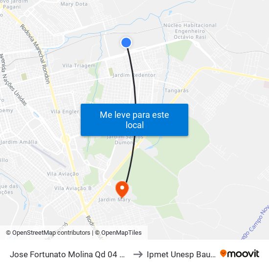 Jose Fortunato Molina Qd 04 Par to Ipmet Unesp Bauru map