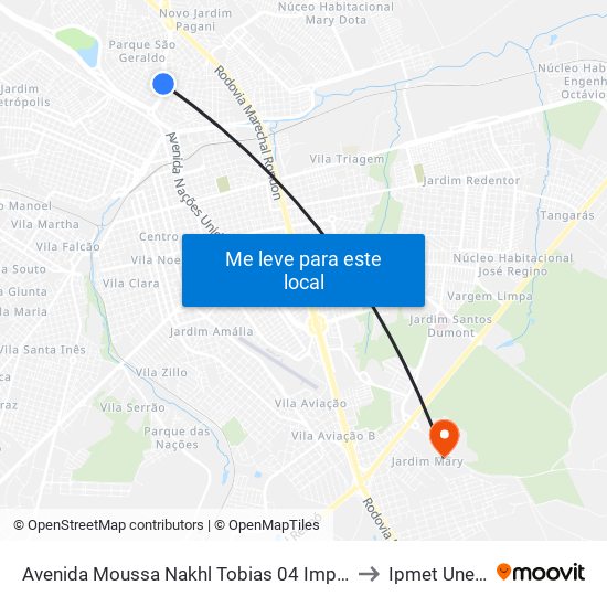 Avenida Moussa Nakhl Tobias 04 Impar Faculdade Anhanguera to Ipmet Unesp Bauru map