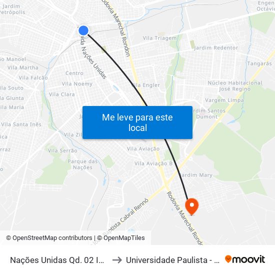 Nações Unidas Qd. 02 Impar to Universidade Paulista - Unip map
