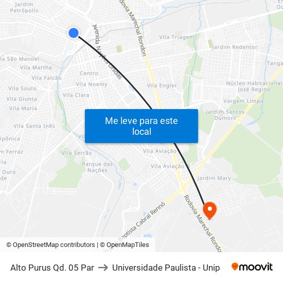 Alto Purus Qd. 05 Par to Universidade Paulista - Unip map