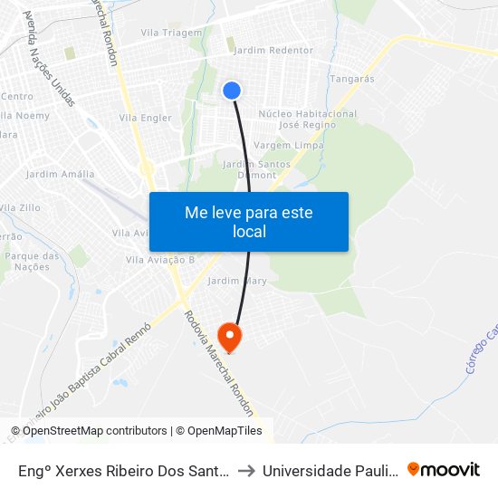 Engº Xerxes Ribeiro Dos Santos Qd. 07 Par to Universidade Paulista - Unip map