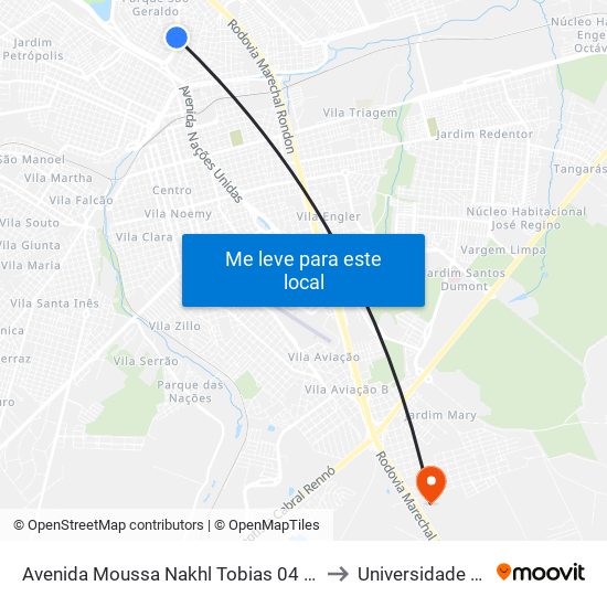 Avenida Moussa Nakhl Tobias 04 Impar Faculdade Anhanguera to Universidade Paulista - Unip map