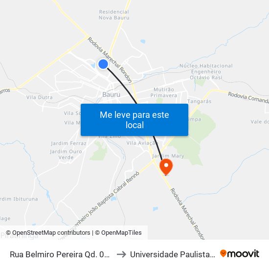 Rua Belmiro Pereira Qd. 04 Impar to Universidade Paulista - Unip map