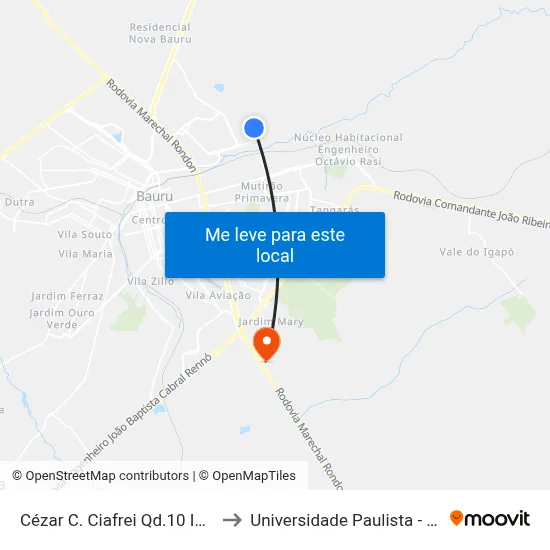 Cézar C. Ciafrei Qd.10 Impar to Universidade Paulista - Unip map