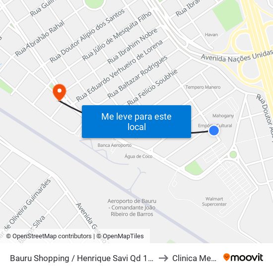 Bauru Shopping / Henrique Savi Qd 16 Impar to Clinica Medica map