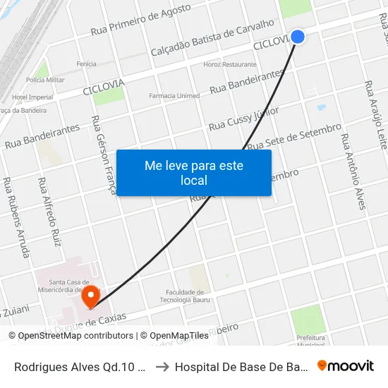 Rodrigues Alves Qd.10 Par to Hospital De Base De Bauru map