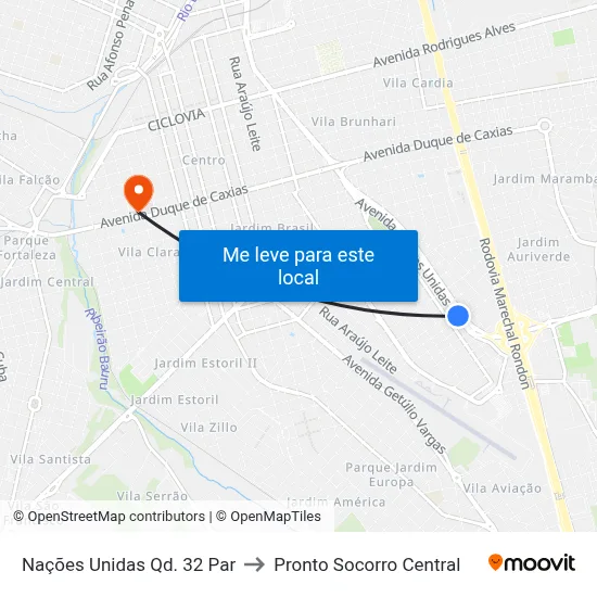 Nações Unidas Qd. 32 Par to Pronto Socorro Central map