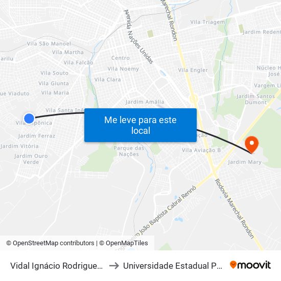 Vidal Ignácio Rodrigues - Qd. 02 Par to Universidade Estadual Paulista - Unesp map