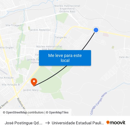 José Postingue Qd.05 Impar to Universidade Estadual Paulista - Unesp map