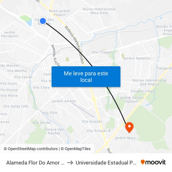 Alameda Flor Do Amor Qd. 09 Impar to Universidade Estadual Paulista - Unesp map