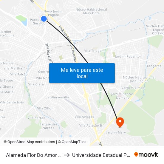 Alameda Flor Do Amor Qd. 05 Impar to Universidade Estadual Paulista - Unesp map