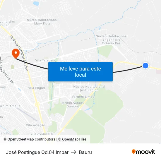 José Postingue Qd.04 Impar to Bauru map