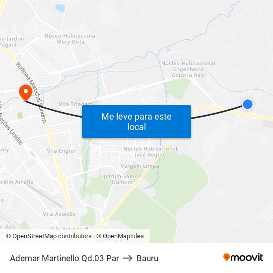 Ademar Martinello Qd.03 Par to Bauru map