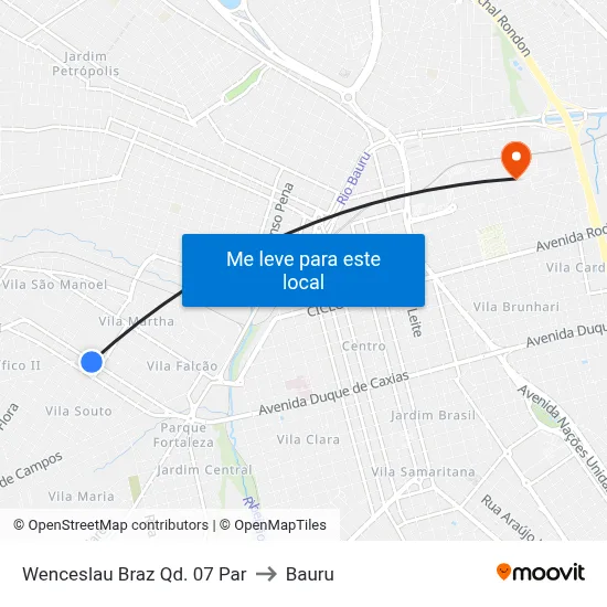 Wenceslau Braz Qd. 07 Par to Bauru map