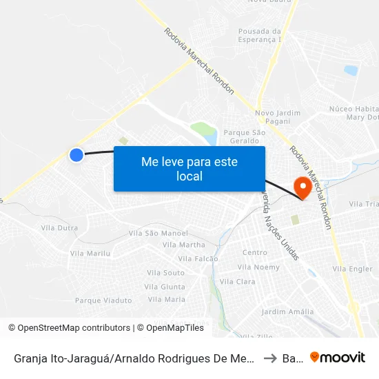 Granja Ito-Jaraguá/Arnaldo Rodrigues De Menezes Qd. 20 Impar to Bauru map