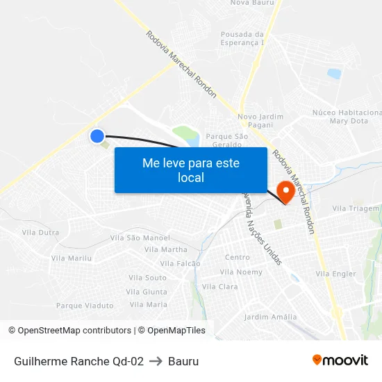 Guilherme Ranche Qd-02 to Bauru map