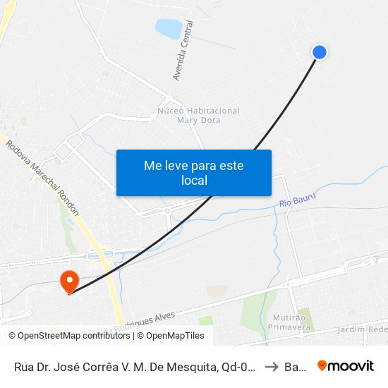 Rua Dr. José Corrêa V. M. De Mesquita, Qd-06 Impar to Bauru map