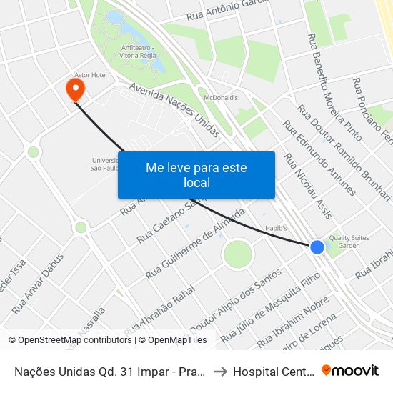 Nações Unidas Qd. 31  Impar - Praça Da Paz to Hospital Centrinho map