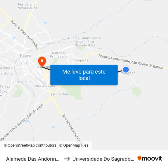 Alameda Das Andorinhas Qd. 02 Par to Universidade Do Sagrado Coração — Usc map