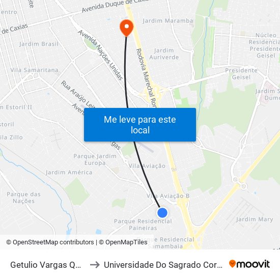 Getulio Vargas Qd-27 Par to Universidade Do Sagrado Coração — Usc map