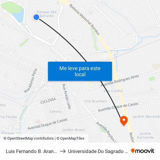 Luis Fernando B. Aranha Qd. 04 Par to Universidade Do Sagrado Coração — Usc map