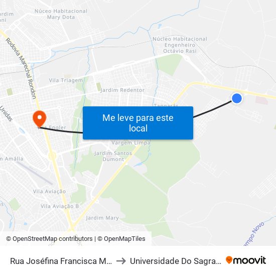 Rua Joséfina Francisca Malaquini - Qd. 03 Par to Universidade Do Sagrado Coração — Usc map