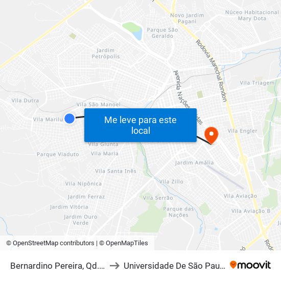 Bernardino Pereira, Qd. 3 Ímpar to Universidade De São Paulo — Usp map