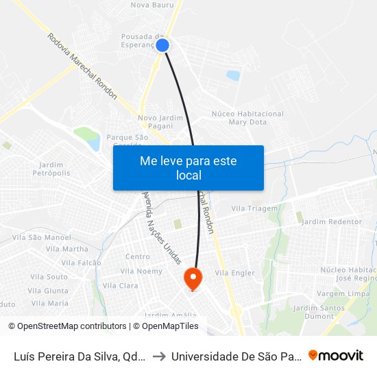Luís Pereira Da Silva, Qd. 05 Impar to Universidade De São Paulo — Usp map