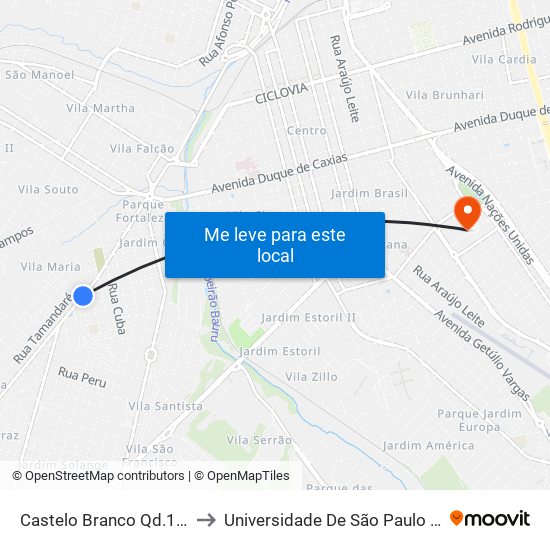 Castelo Branco Qd.10 Par to Universidade De São Paulo — Usp map