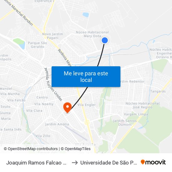 Joaquim Ramos Falcao Qd 02 Impar to Universidade De São Paulo — Usp map
