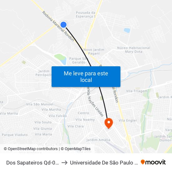 Dos Sapateiros Qd-02 Par to Universidade De São Paulo — Usp map