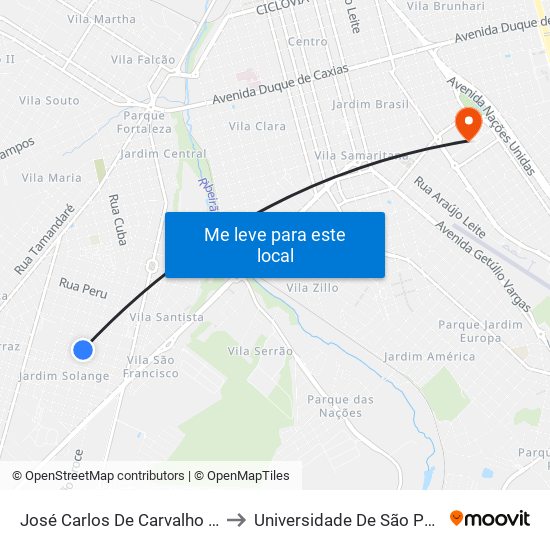 José Carlos De Carvalho Qd. 04 Par to Universidade De São Paulo — Usp map