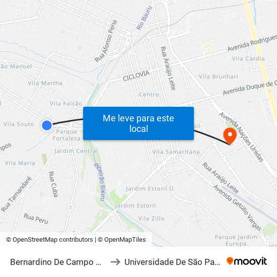 Bernardino De Campo Qd. 10 Par to Universidade De São Paulo — Usp map