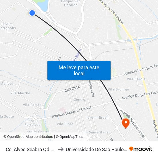 Cel Alves Seabra Qd.18 Par to Universidade De São Paulo — Usp map
