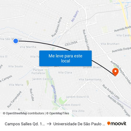 Campos Salles Qd. 13 Par to Universidade De São Paulo — Usp map