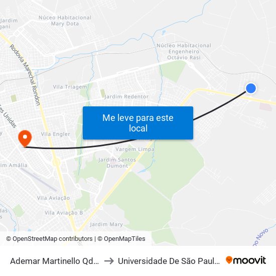 Ademar Martinello Qd.04 Par to Universidade De São Paulo — Usp map