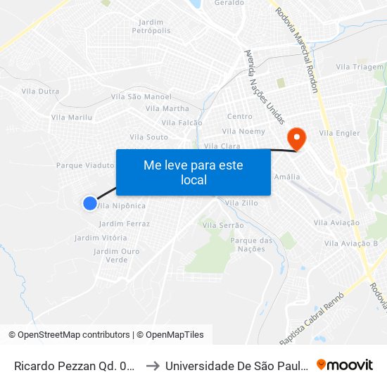 Ricardo Pezzan Qd. 02 Ímpar to Universidade De São Paulo — Usp map