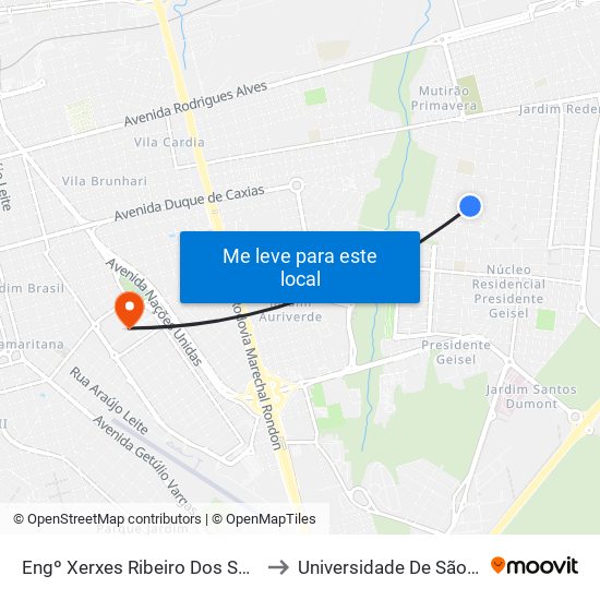 Engº Xerxes Ribeiro Dos Santos Qd. 07 Par to Universidade De São Paulo — Usp map