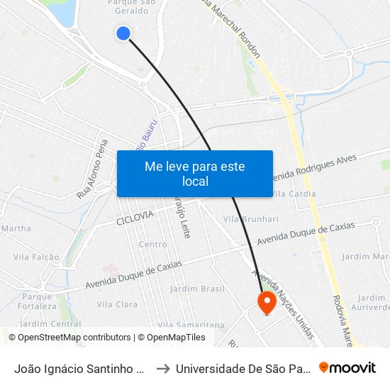 João Ignácio Santinho Qd. 07 Par to Universidade De São Paulo — Usp map