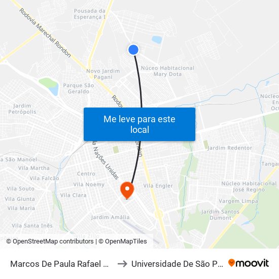 Marcos De Paula Rafael Qd. 33 Impar to Universidade De São Paulo — Usp map