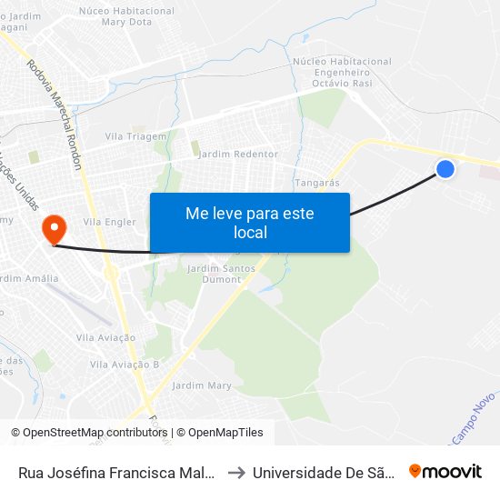 Rua Joséfina Francisca Malaquini - Qd. 03 Par to Universidade De São Paulo — Usp map