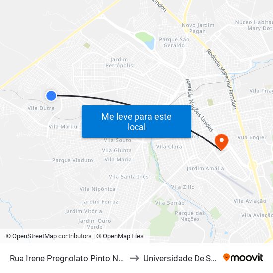 Rua Irene Pregnolato Pinto Nogueira - Qd. 03 Ímpar to Universidade De São Paulo — Usp map