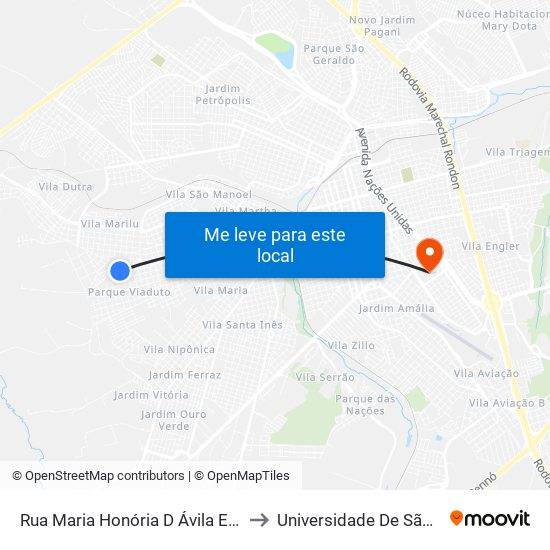 Rua Maria Honória D Ávila Engler - Qd. 01 Par to Universidade De São Paulo — Usp map