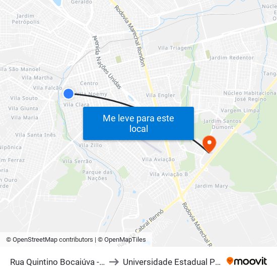 Rua Quintino Bocaiúva - Qd. 05 Impar to Universidade Estadual Paulista - Unesp map
