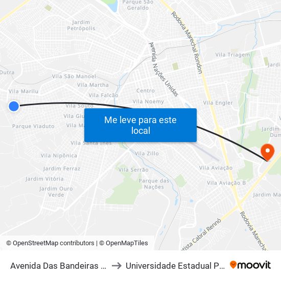 Avenida Das Bandeiras - Qd. 07 Impar to Universidade Estadual Paulista - Unesp map