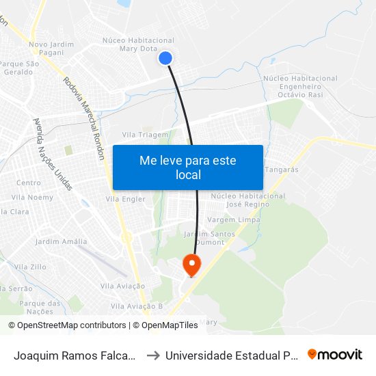 Joaquim Ramos Falcao Qd 02 Impar to Universidade Estadual Paulista - Unesp map