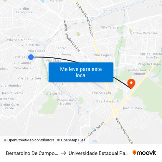 Bernardino De Campo Qd. 10 Par to Universidade Estadual Paulista - Unesp map
