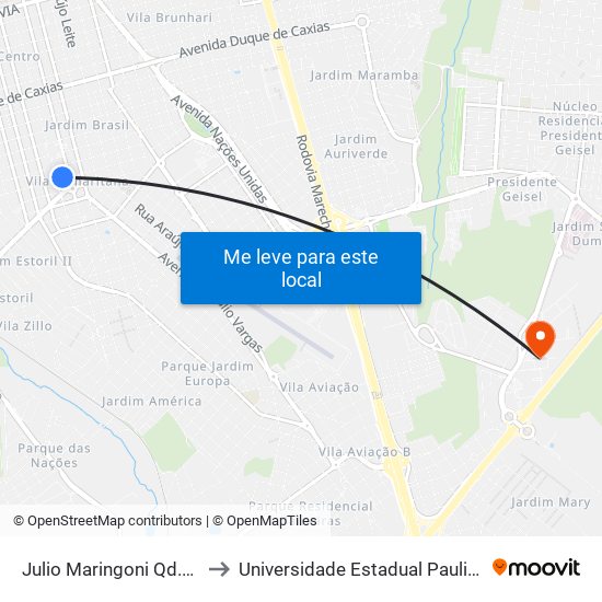 Julio Maringoni Qd.12 Impar to Universidade Estadual Paulista - Unesp map