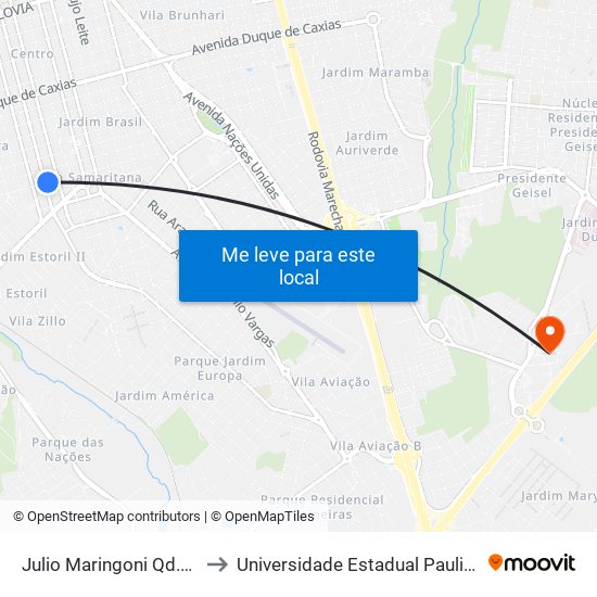 Julio Maringoni Qd.10 Impar to Universidade Estadual Paulista - Unesp map